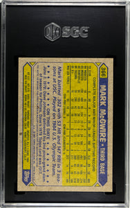 SGC 9 1987 Topps Mark McGwire Rookie #366