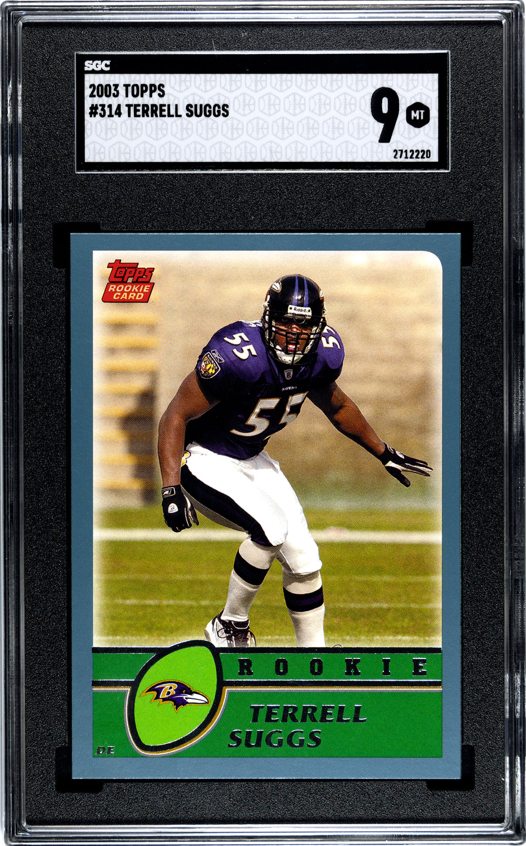 SGC 9 Terrell Suggs 2003 Topps Rookie #314 Valuable Collectible Sports Card