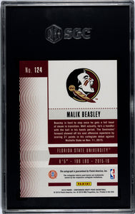SGC 9 2016 Malik Beasley Rookie Auto #124 Valuable Collectible Sports Card