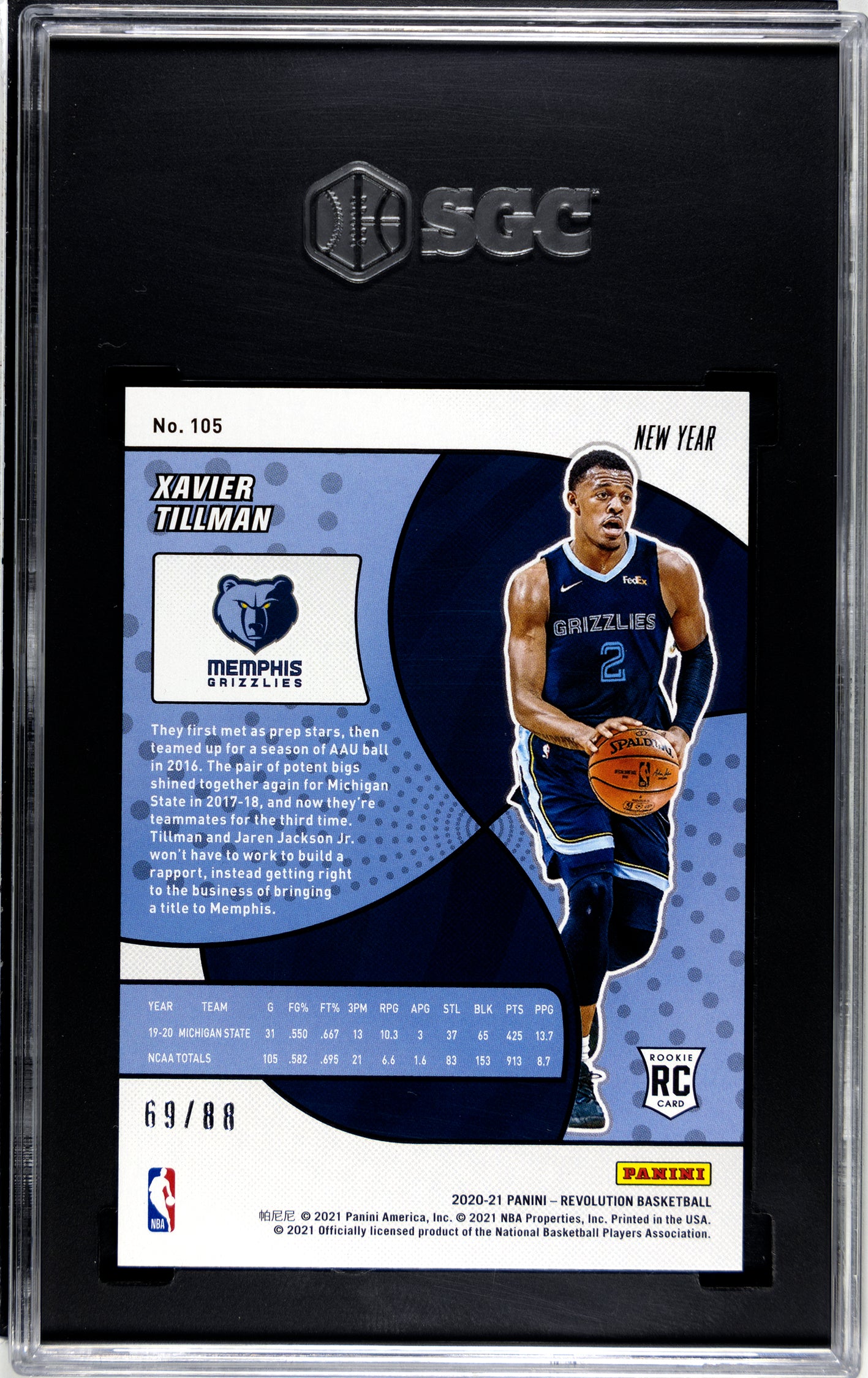 SGC 10 Xavier Tillman 2020-21 CNY Revolution /88 Rookie #105
