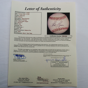 Fred Lynn Autographed Baseball w/ James Spence Authentication LOA Valuable Collectible Letter of Authenticity